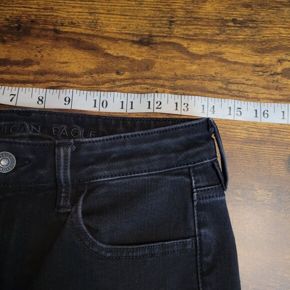 American Eagle 8 R Jegging Super Hi Rise 360 Next Level Stretch Black Wash - Picture 7 of 12